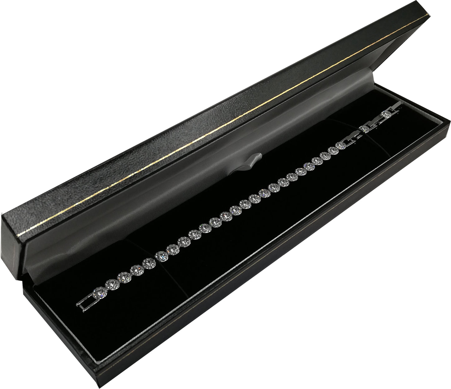 Boîte à bijoux Aspect cuir - Bracelet Noir 10 pcs