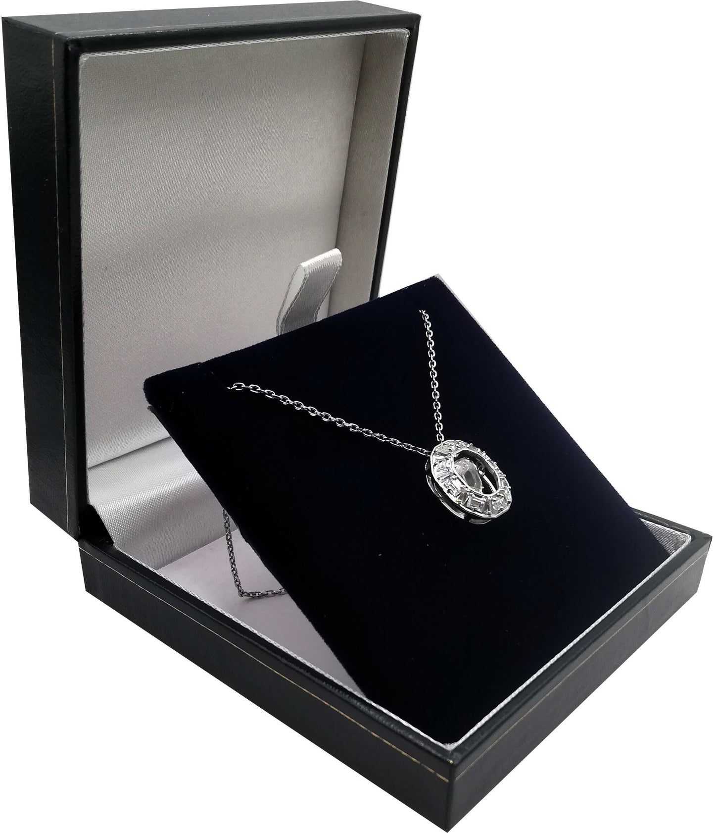Boîte à bijoux Pendentif petit aspect cuir Bleu 10 pcs