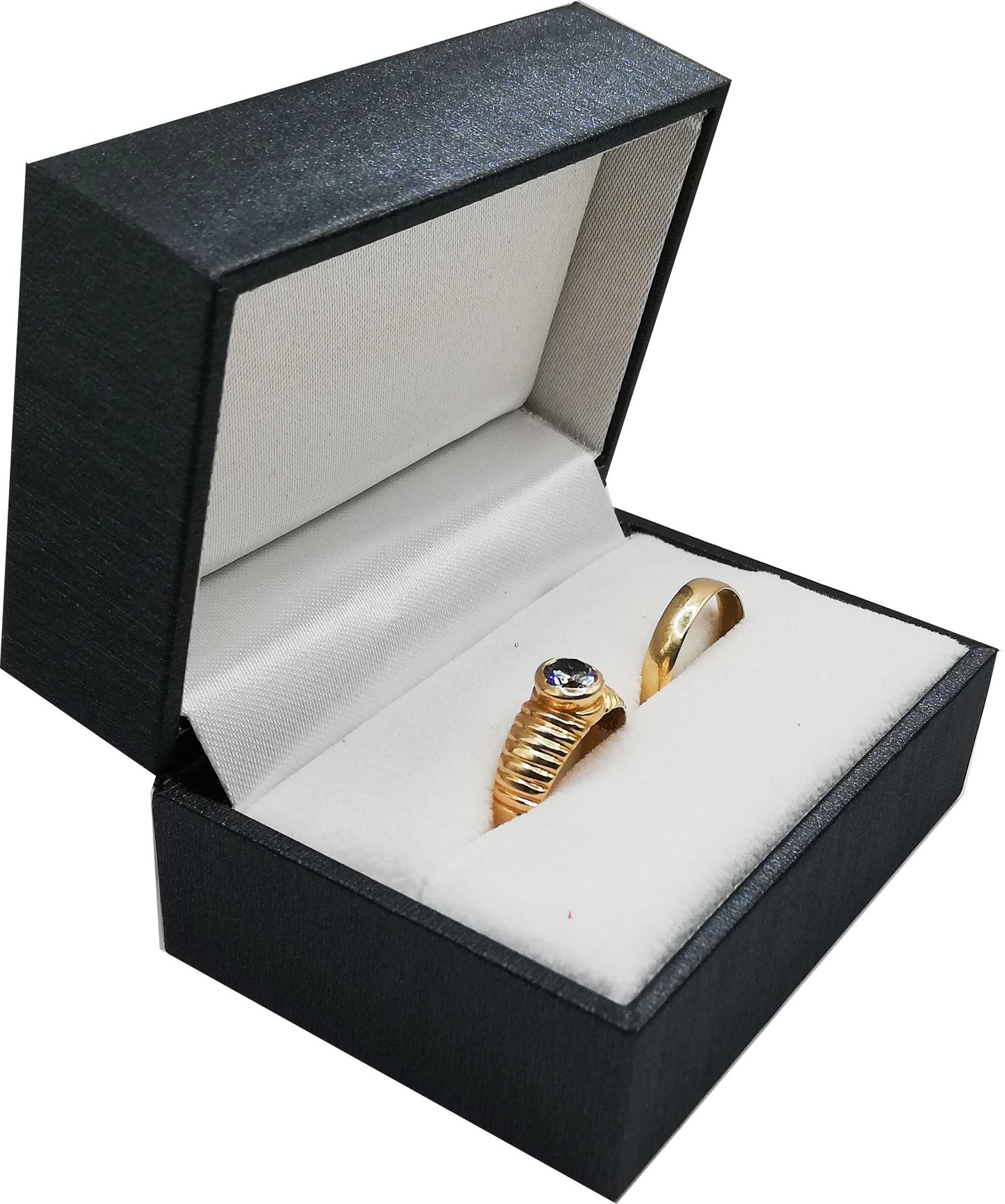 Juwelendoosje zijdelook Dubbel Ring Grijs 10st