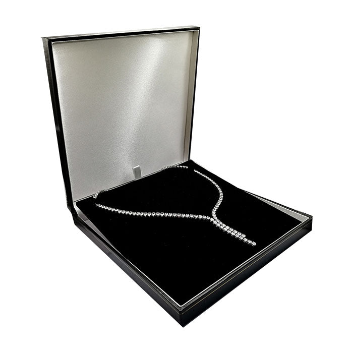 Boîte à Bijoux Collier Grand Aspect Cuir Noir 5pcs