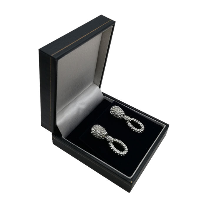 Boîte à Bijoux Boucles d'Oreilles Aspect Cuir Moyen - Bleu 20pcs