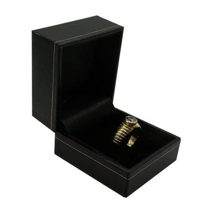 Sieradendoosje Lederlook - Ring met clip Zwart 20st