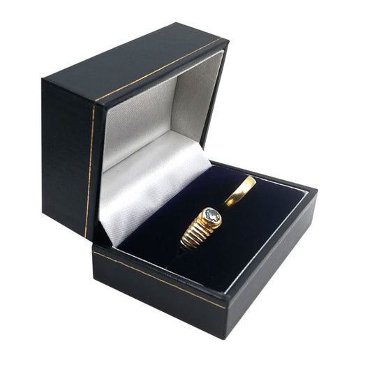 Boîte à Bijoux Double Anneau Aspect Cuir Bleu 24 pièces